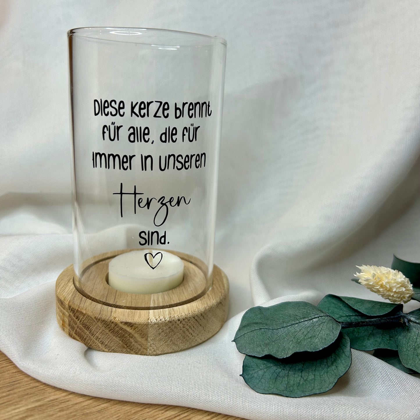 Gedenklicht | Windlicht | Glas | für besondere Anlässe (z.B. Hochzeiten)