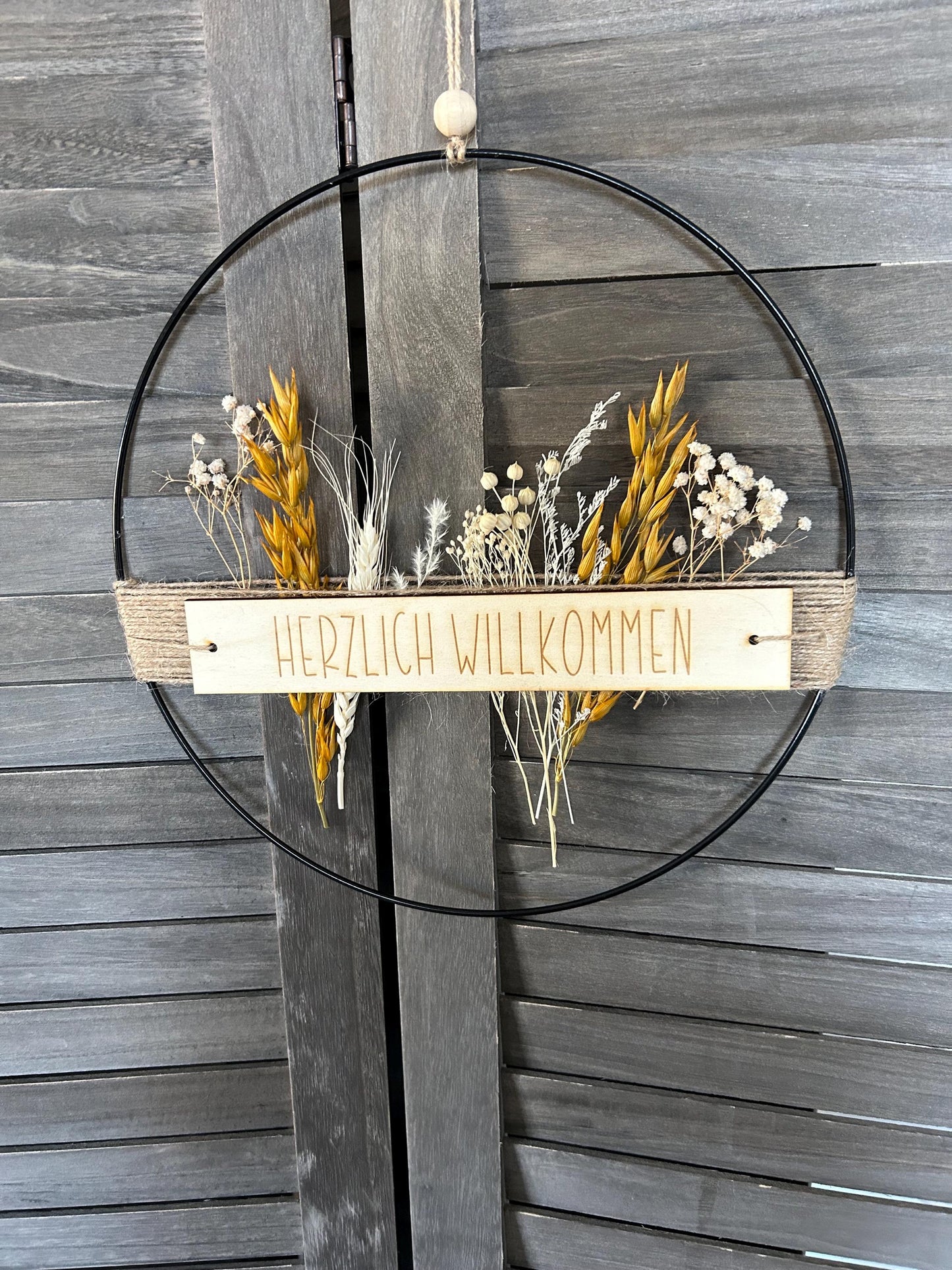 Türkranz | Metallring | Herzlich Willkommen | Trockenblumen | Willkommensschild | Loop