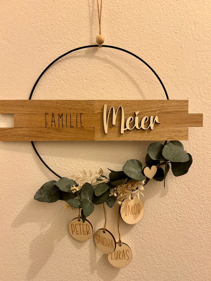 Türkranz | Metallring | Willkommensschild | Familie | Trockenblumen | Loop