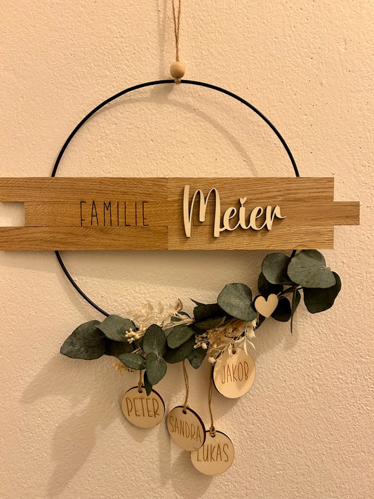 Türkranz | Metallring | Willkommensschild | Familie | Trockenblumen | Loop