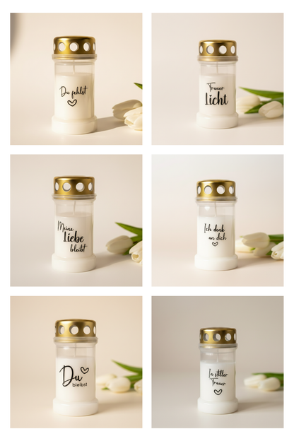 Grabkerze | verschiedene Sprüche | Brenndauer 46h