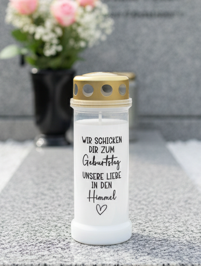 Grabkerze | Geburtstag | 70h Brenndauer