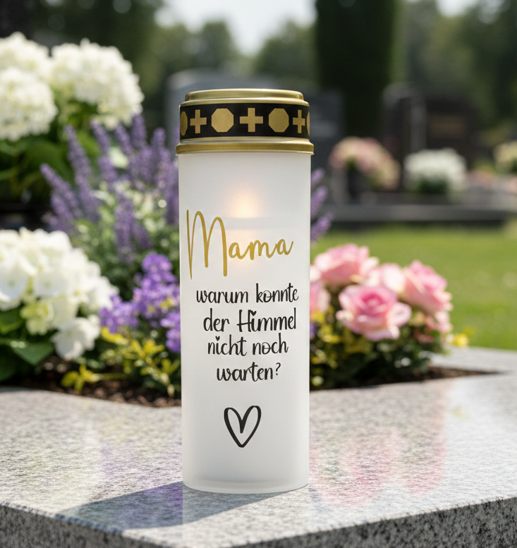 LED Grabkerze mit Dämmerungssensor | personalisiert