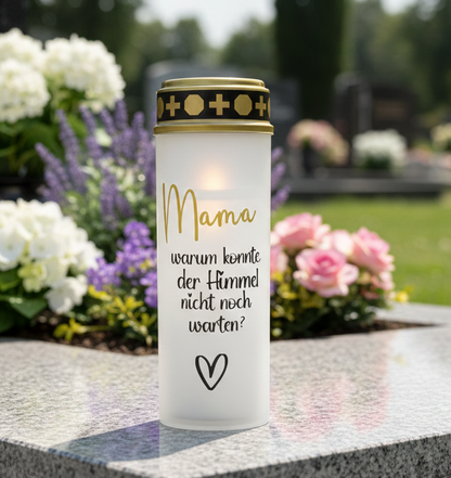 LED Grabkerze mit Dämmerungssensor | personalisiert