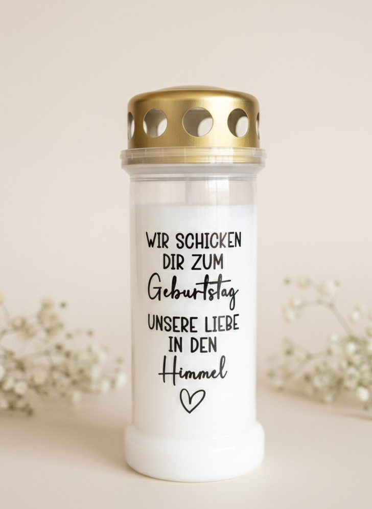 Grabkerze | Geburtstag | 70h Brenndauer