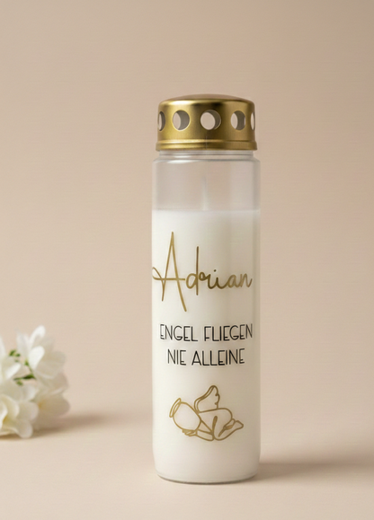 Grabkerze | Engel fliegen nie alleine | 110h Brenndauer