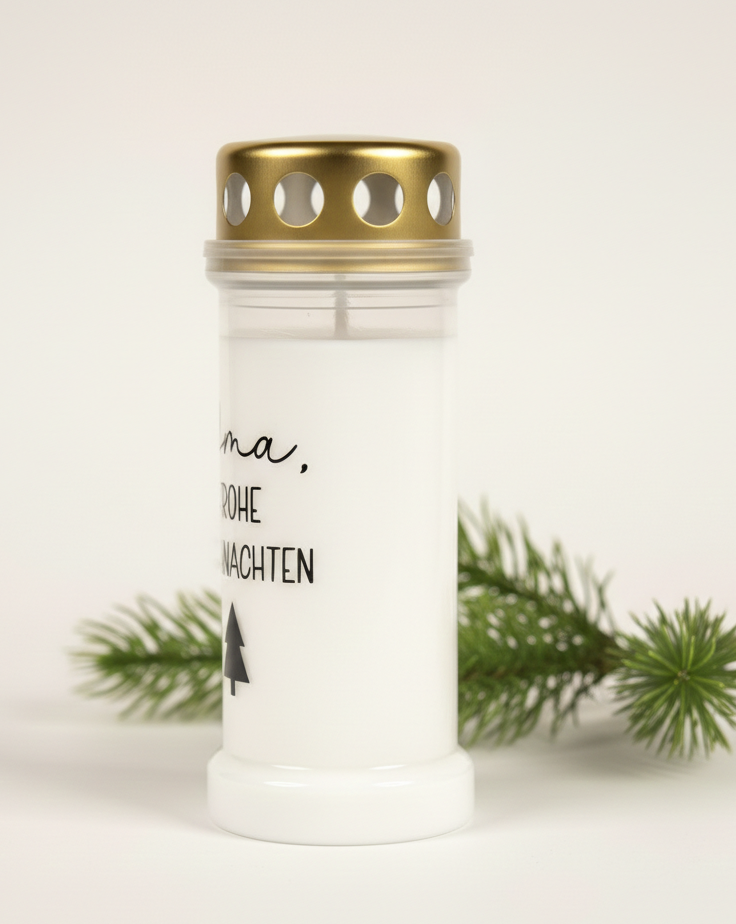 Grabkerze | Frohe Weihnachten | personalisiert | 70h Brenndauer