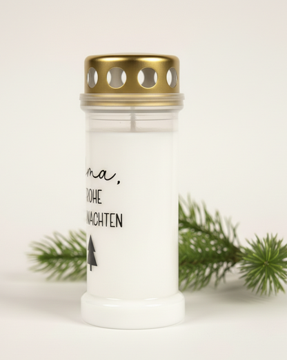 Grabkerze | Frohe Weihnachten | personalisiert | 70h Brenndauer
