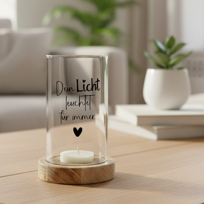 Gedenk-Set | Windlicht & Grabkerze | personalisierbar