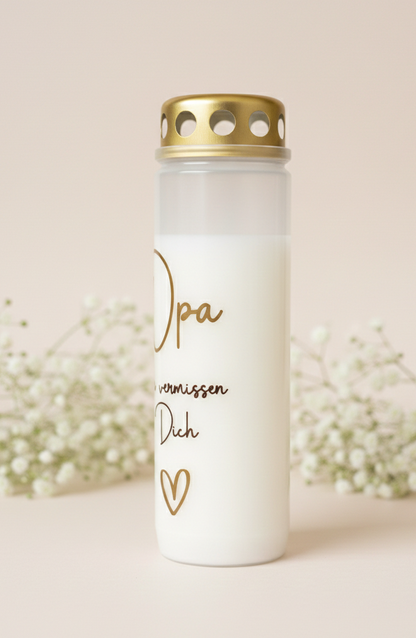 Grabkerze | Wir vermissen dich | 110h Brenndauer