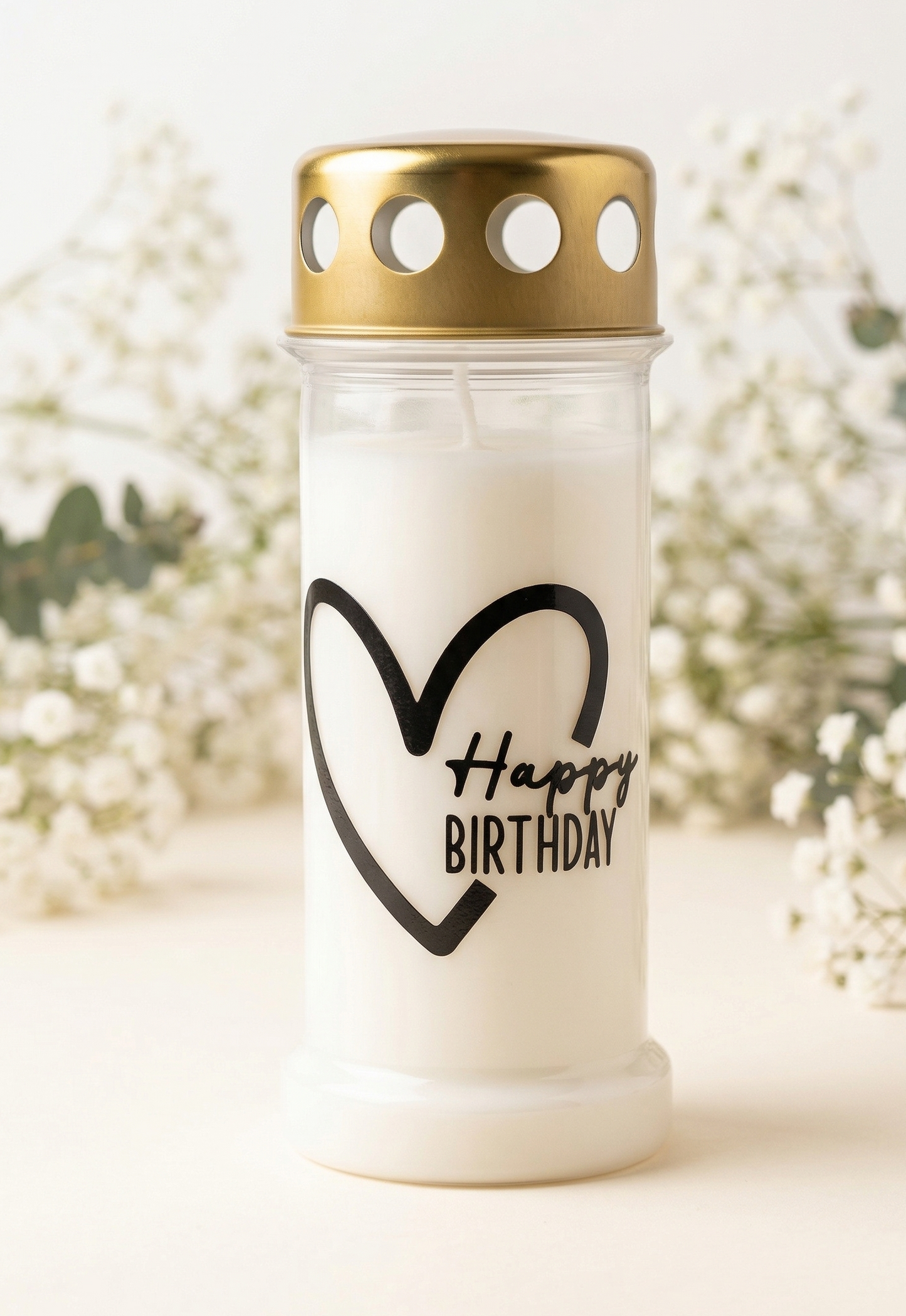 Grabkerze | Happy Birthday | 70h Brenndauer
