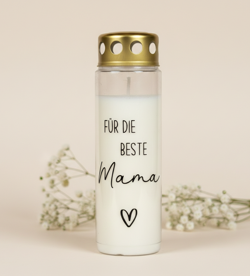 Grabkerze | beste Mama/Papa | 110h Brenndauer