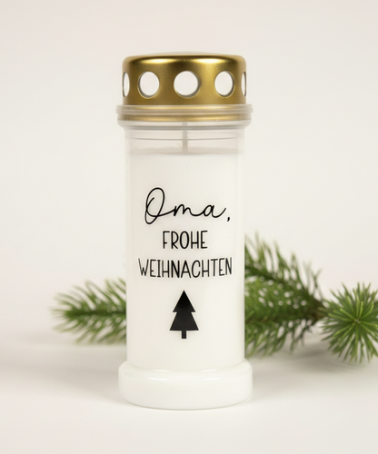 Grabkerze | Frohe Weihnachten | personalisiert | 70h Brenndauer