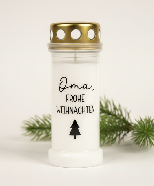 Grabkerze | Frohe Weihnachten | personalisiert | 70h Brenndauer