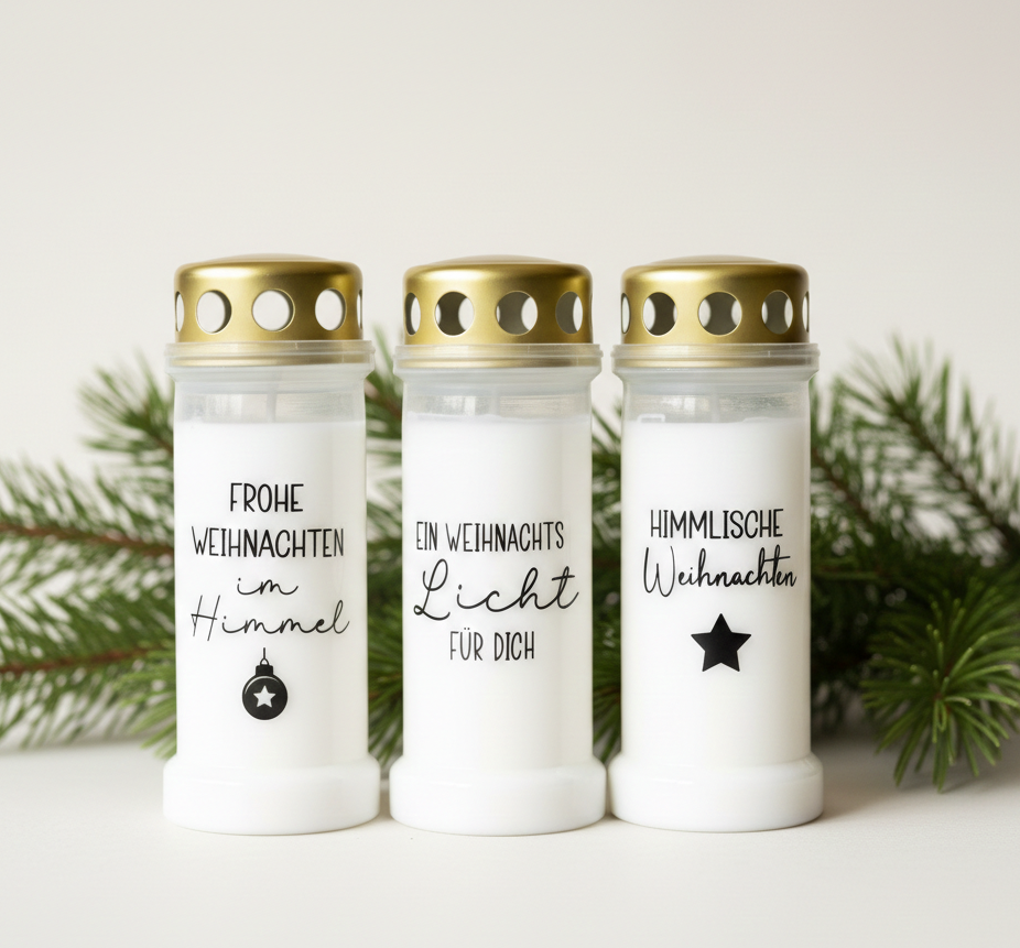 Grabkerze für Weihnachten | 70h Brenndauer