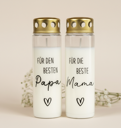 Grabkerze | beste Mama/Papa | 110h Brenndauer