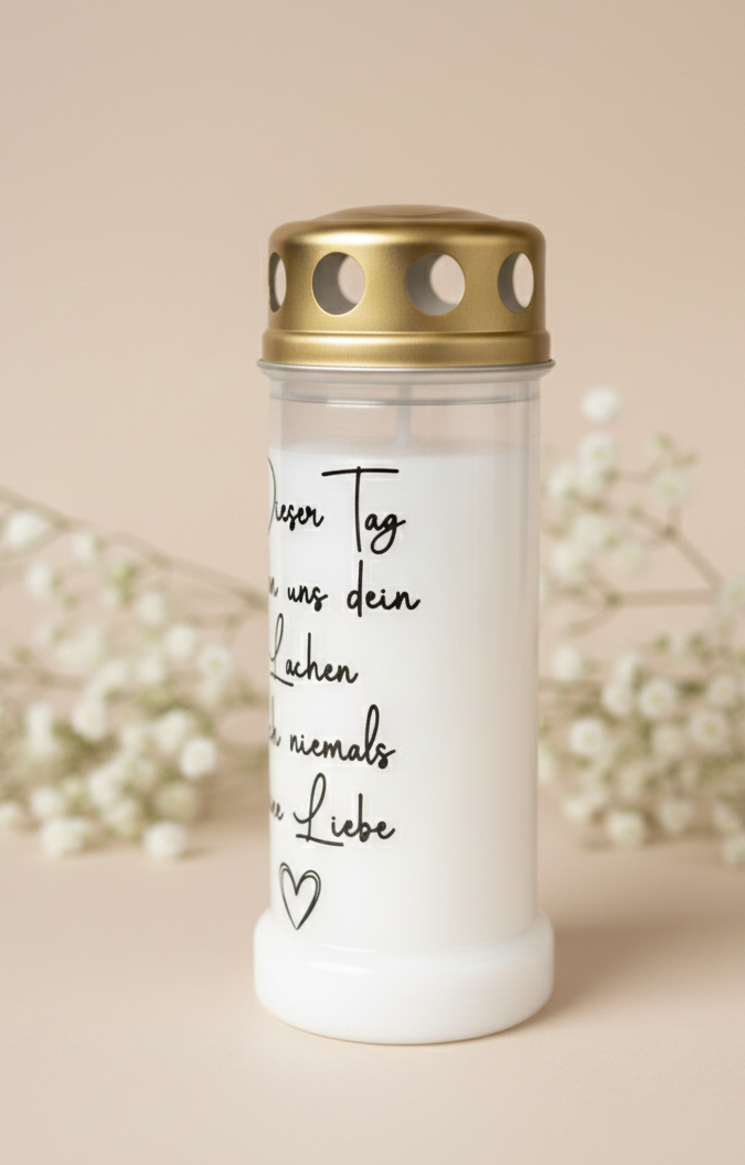 Grabkerze | Sterbetag | 70h Brenndauer