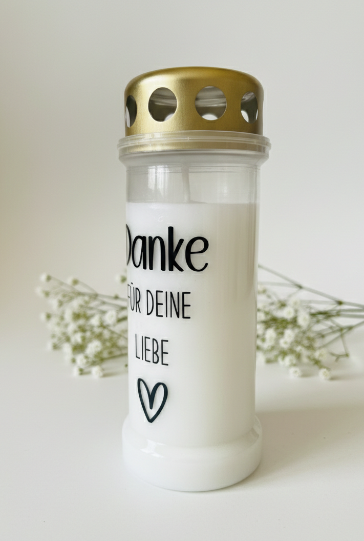 Grabkerze | Danke für deine Liebe | 70h Brenndauer