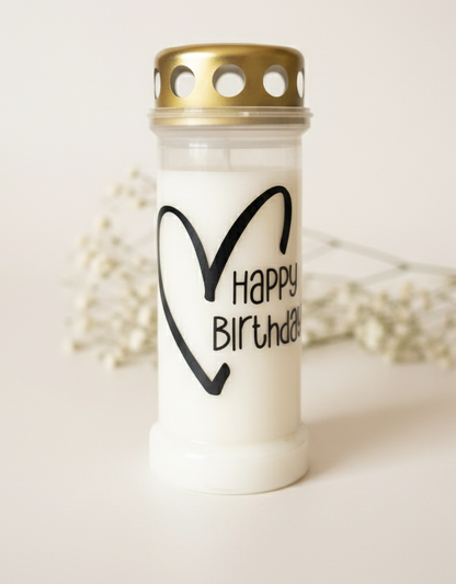 Grabkerze | Happy Birthday | 70h Brenndauer