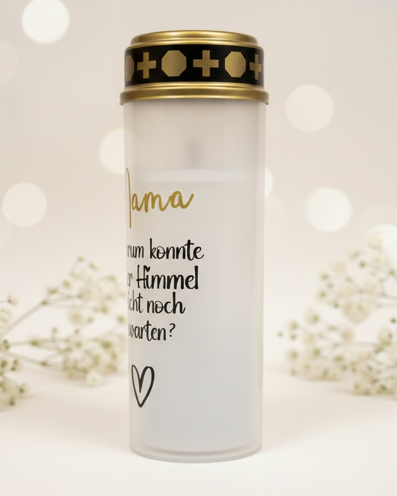 LED Grabkerze mit Dämmerungssensor | personalisiert