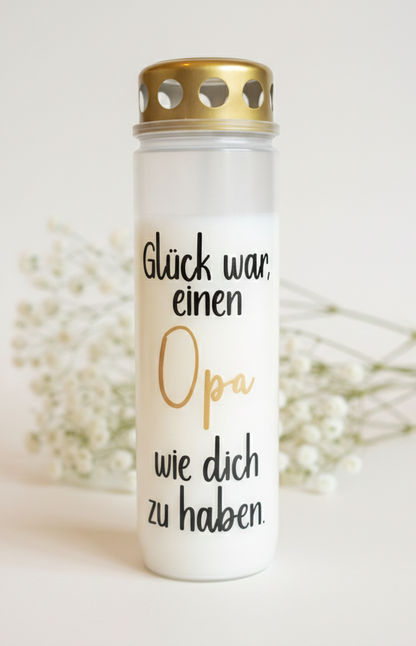 Grabkerze | Glück war | 110h Brenndauer
