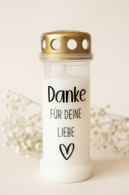 Grabkerze | Danke für deine Liebe | 70h Brenndauer
