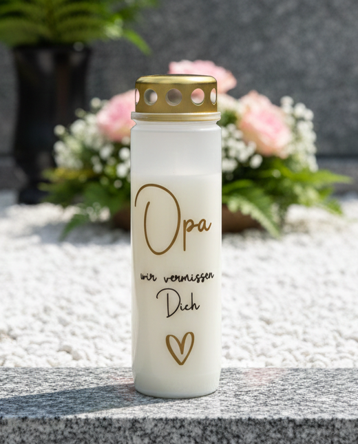 Grabkerze | Wir vermissen dich | 110h Brenndauer