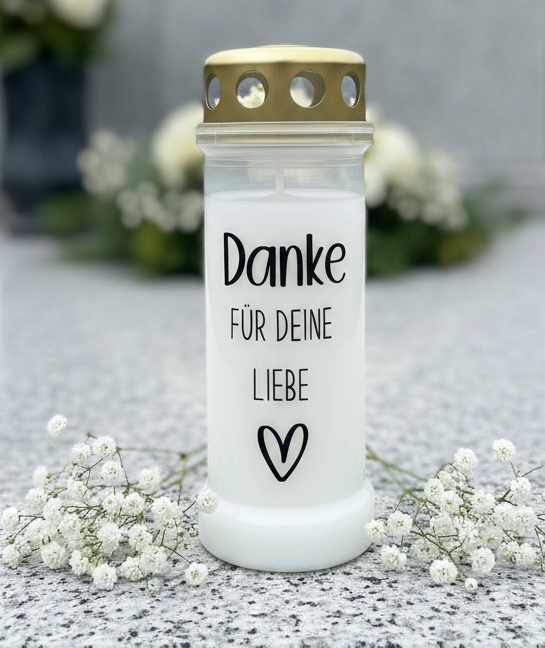 Grabkerze | Danke für deine Liebe | 70h Brenndauer