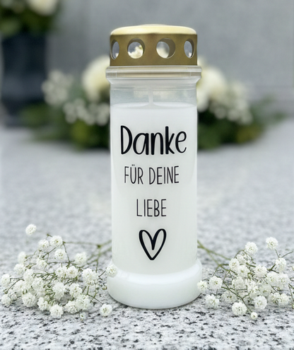 Grabkerze | Danke für deine Liebe | 70h Brenndauer