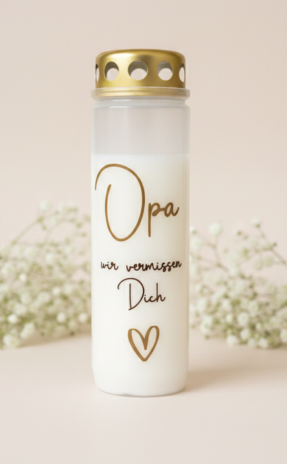 Grabkerze | Wir vermissen dich | 110h Brenndauer