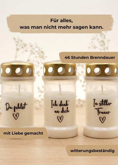 Grabkerze | verschiedene Sprüche | Brenndauer 46h
