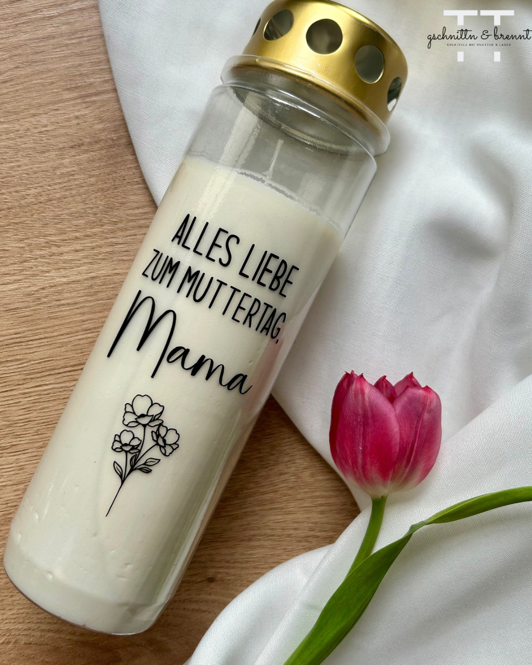 Grabkerze Muttertag | 110h Brenndauer