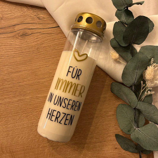 Grabkerze | Für immer in unseren Herzen | 110h Brenndauer
