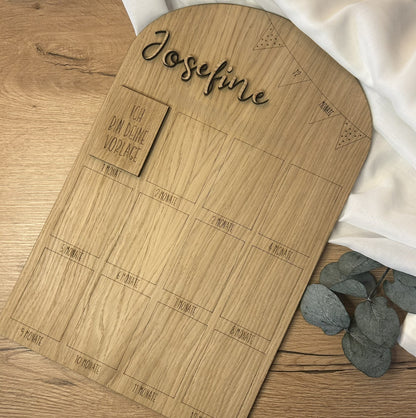 Meilensteintafel | Babyfotos| Mein erstes Jahr | personalisiert | Holz | Geschenk zur Geburt