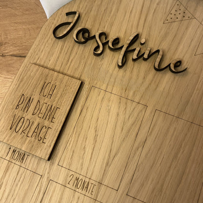 Meilensteintafel | Babyfotos| Mein erstes Jahr | personalisiert | Holz | Geschenk zur Geburt