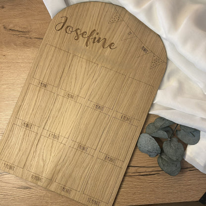 Meilensteintafel | Babyfotos| Mein erstes Jahr | personalisiert | Holz | Geschenk zur Geburt