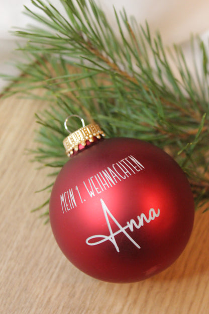 Personalisierte Weihnachtskugel | mit Gravur | erstes Weihnachten