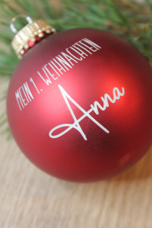 Personalisierte Weihnachtskugel | mit Gravur | erstes Weihnachten