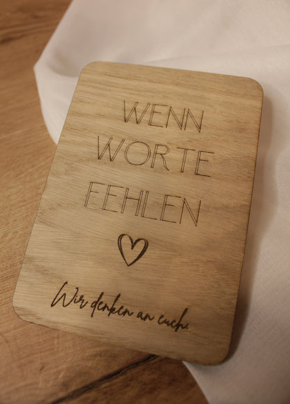Trauergeschenk | Beileidskarte aus Holz | Direktversand an Angehörige möglich