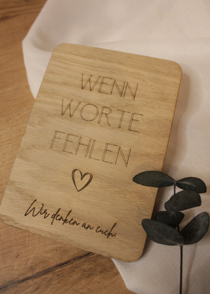 Trauergeschenk | Beileidskarte aus Holz | Direktversand an Angehörige möglich