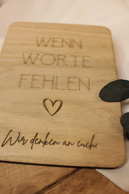 Trauergeschenk | Beileidskarte aus Holz | Direktversand an Angehörige möglich