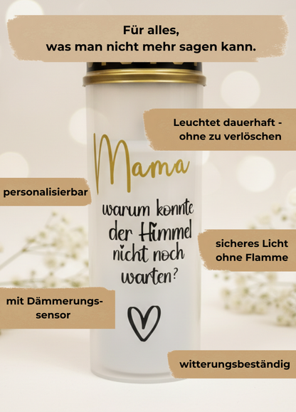 LED Grabkerze mit Dämmerungssensor | personalisiert