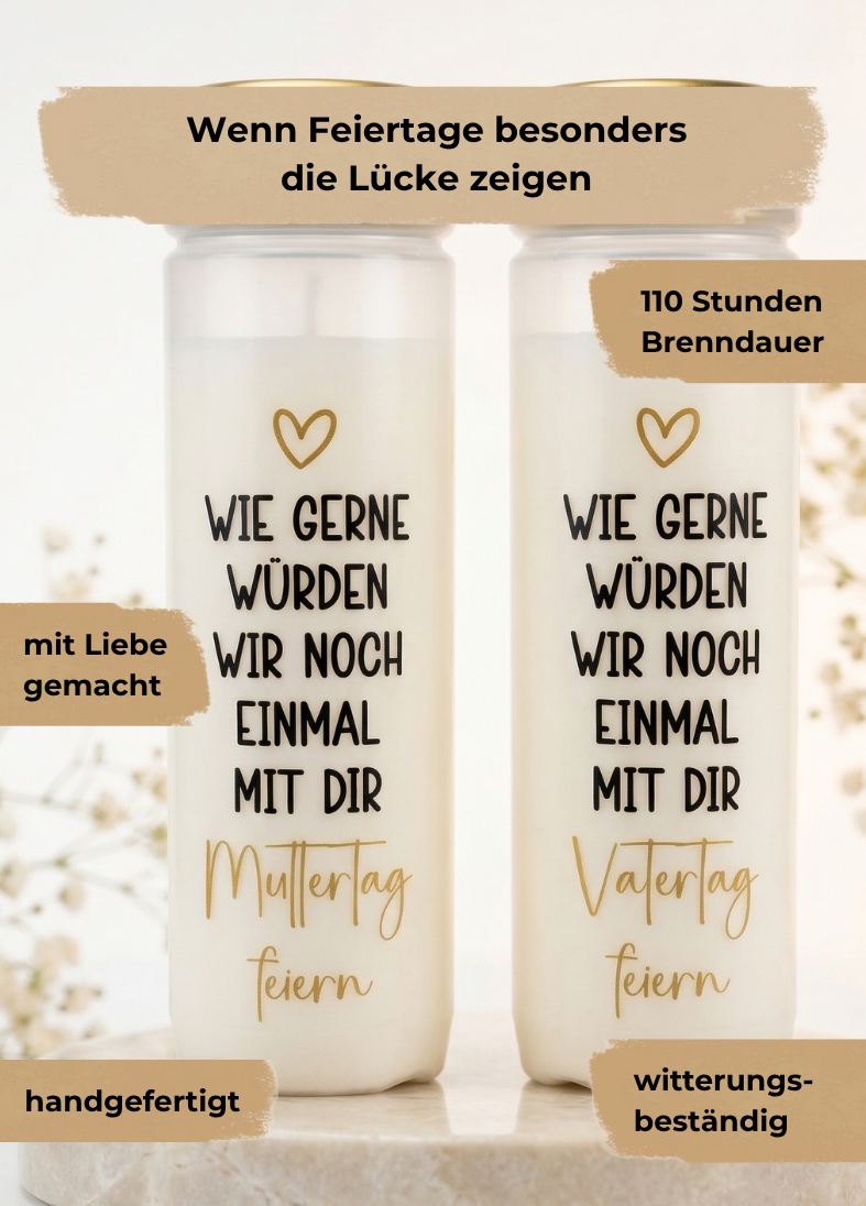 Grabkerze | Muttertag / Vatertag feiern | 110h Brenndauer