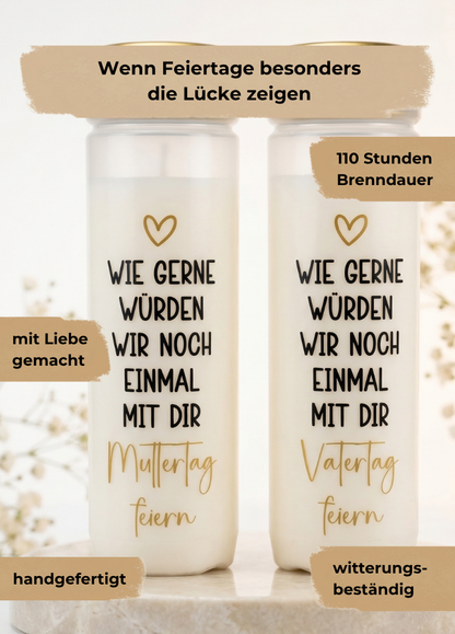 Grabkerze | Muttertag / Vatertag feiern | 110h Brenndauer