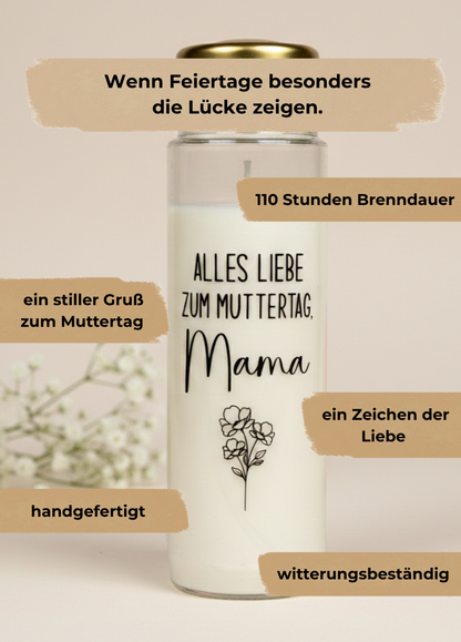 Grabkerze | Muttertag | 110h Brenndauer