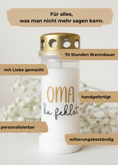 Grabkerze | Du fehlst | 70h Brenndauer
