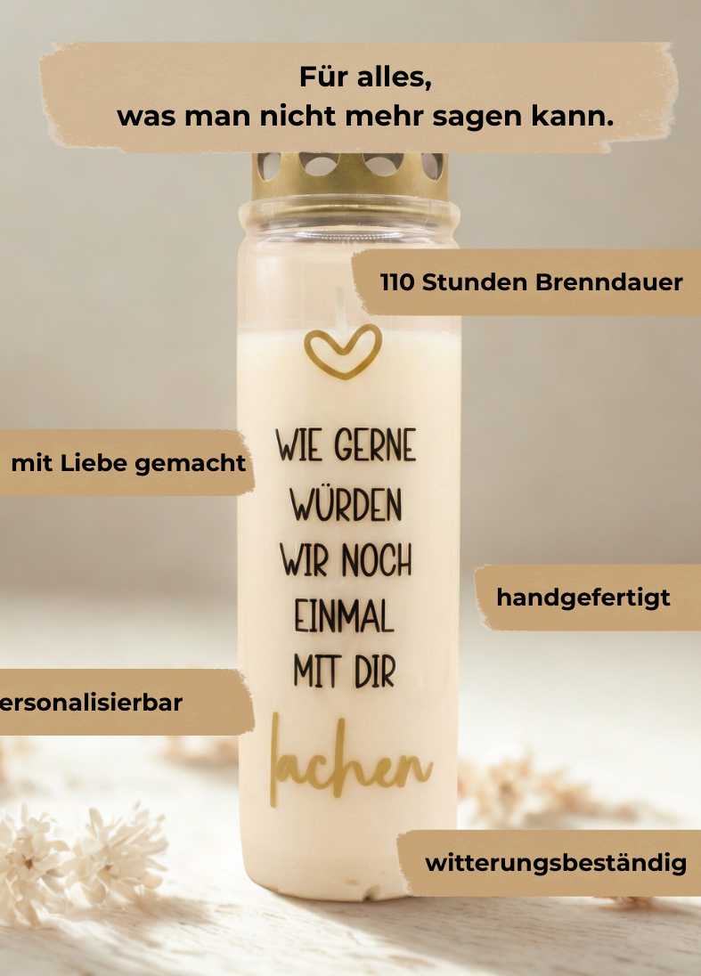 Grabkerze | Mit dir lachen | 110h Brenndauer