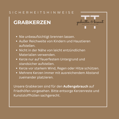 Grabkerze | Muttertag / Vatertag feiern | 110h Brenndauer