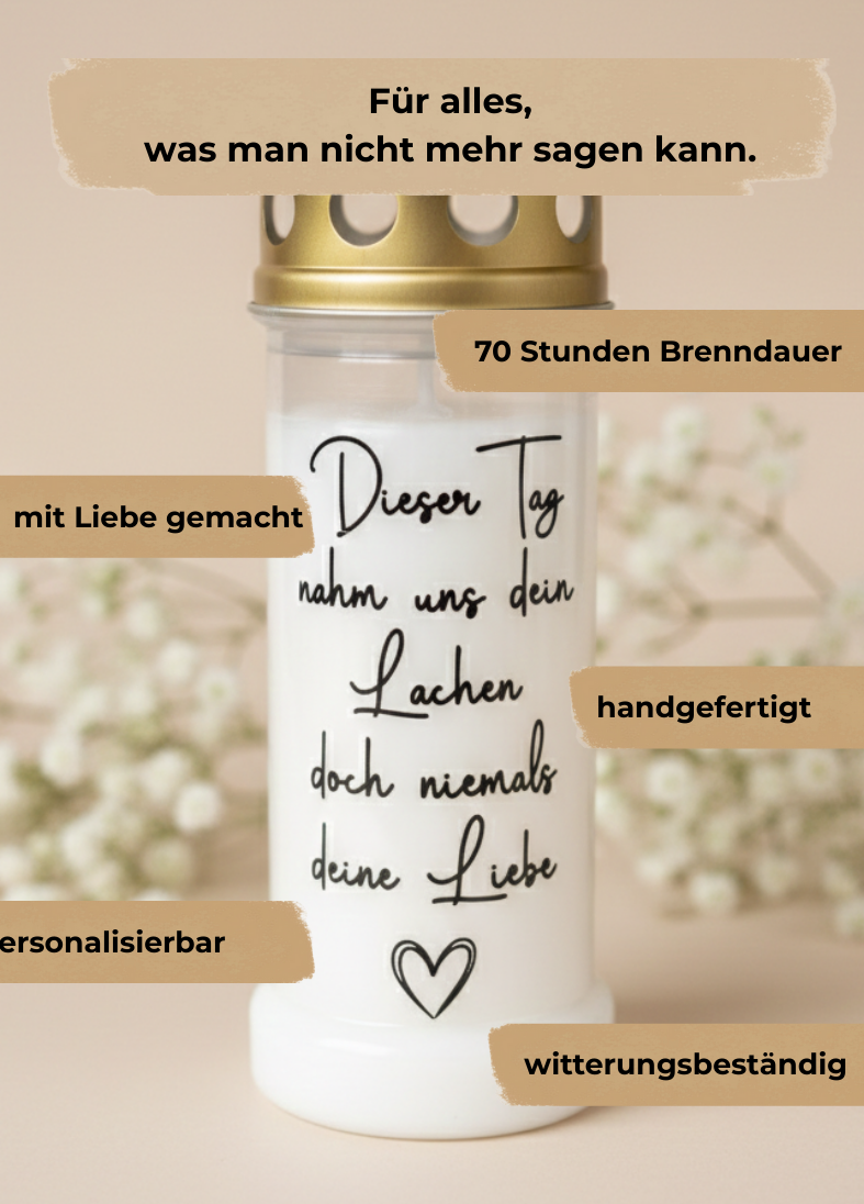 Grabkerze | Sterbetag | 70h Brenndauer