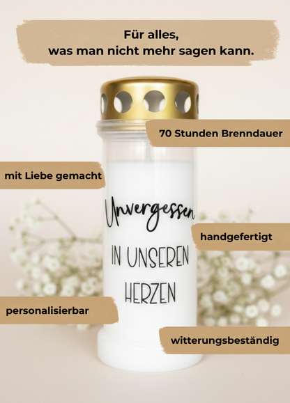Grabkerze | Unvergessen | 70h Brenndauer